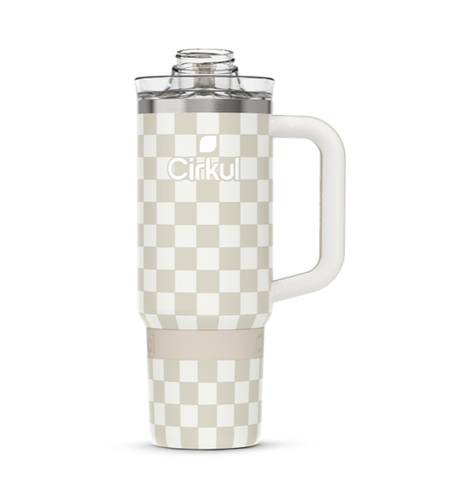 Limited Edition: 30oz. Taupe Tartan Travel StrawSip™ Tumbler | Clean Series